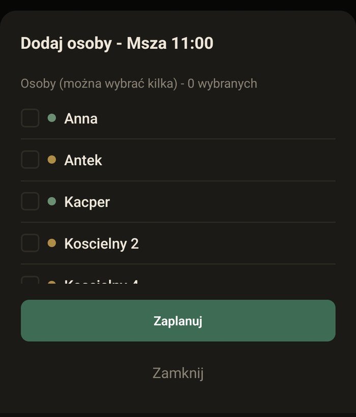 Przypisywanie osób do Mszy