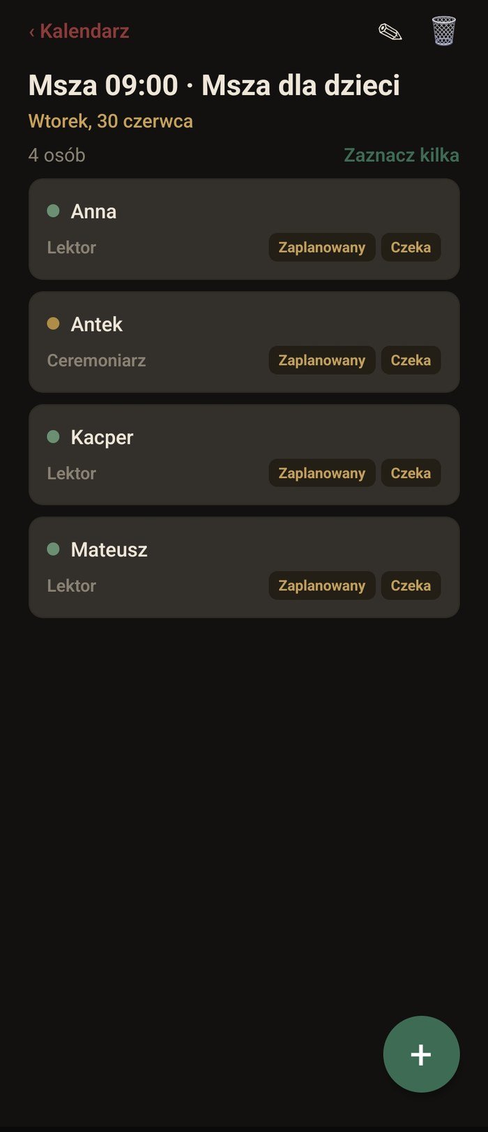 Szczegóły Mszy
